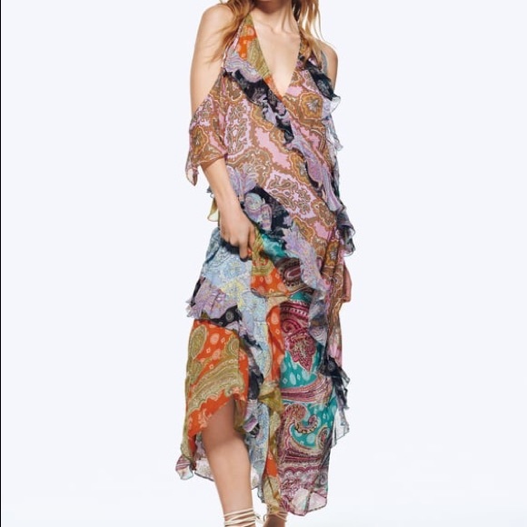 Zara Ruffled Patchwork Dress - Picture 2 of 2